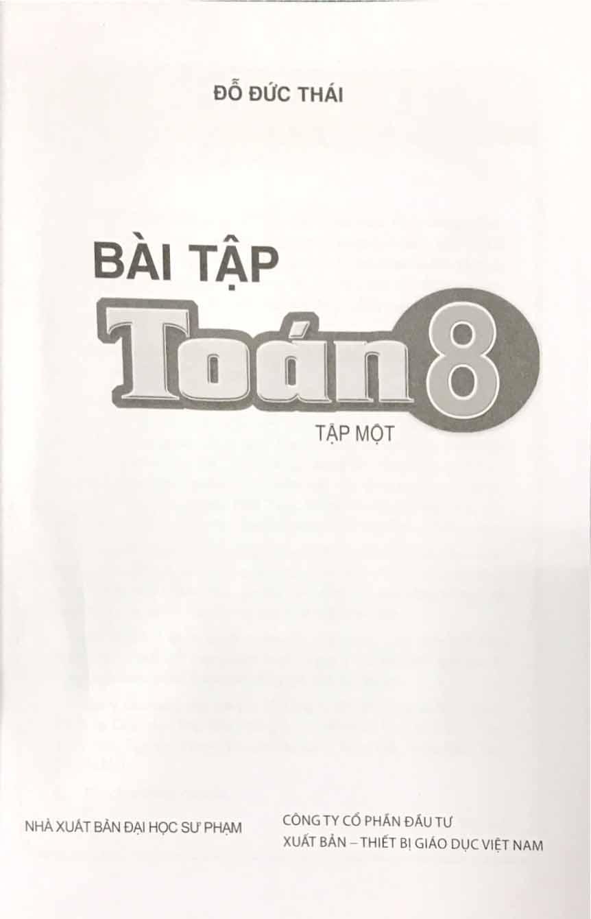 Sách Giáo Khoa Bài Tập Toán 8 - Tập 1 (Cánh Diều) (Chuẩn)