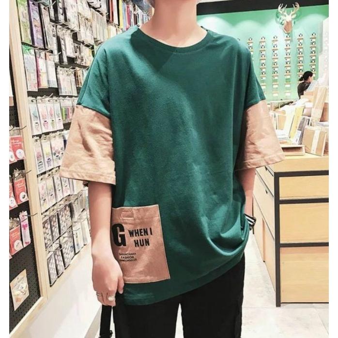 Áo thun nam hai màu chất cotton 4 chiều co giãn phối túi cá tính đáng yêu,ÁO THUN NAM NỮ IN HÌNH CÁ TÍNH ĐỘC ĐÁO COTTON CO GIÃN 4 CHIỀU,Áo thun nam trơn cổ tròn ngắn tay chất liệu cotton