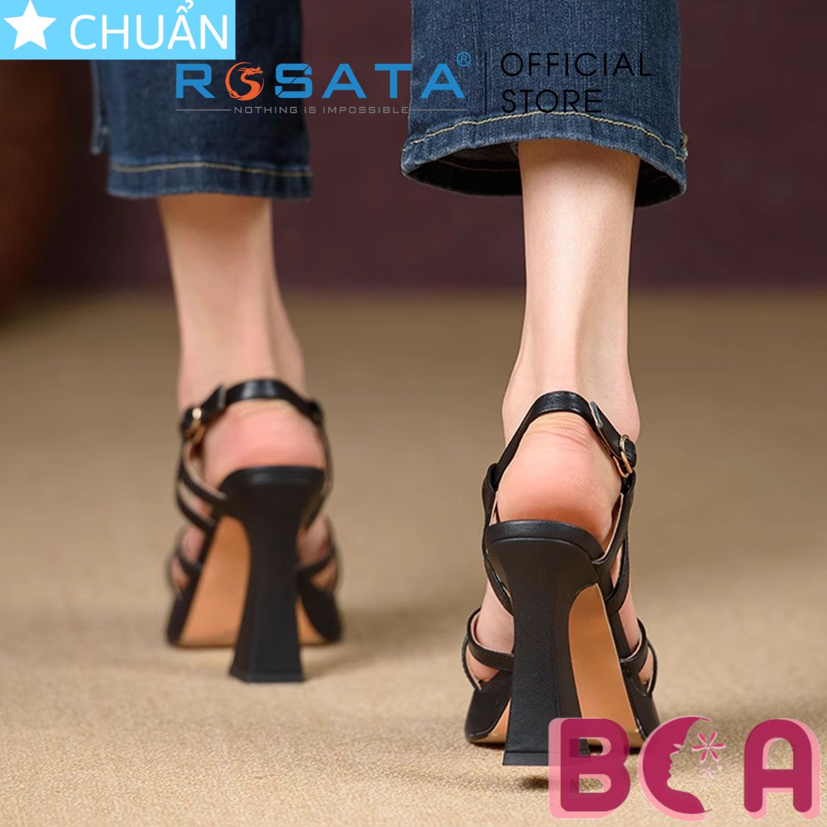 Sandal nữ cao gót 8 phân RO647 ROSATA tại BCASHOP thiết kế trẻ trung và năng động, lại rất thời trang và sang trọng