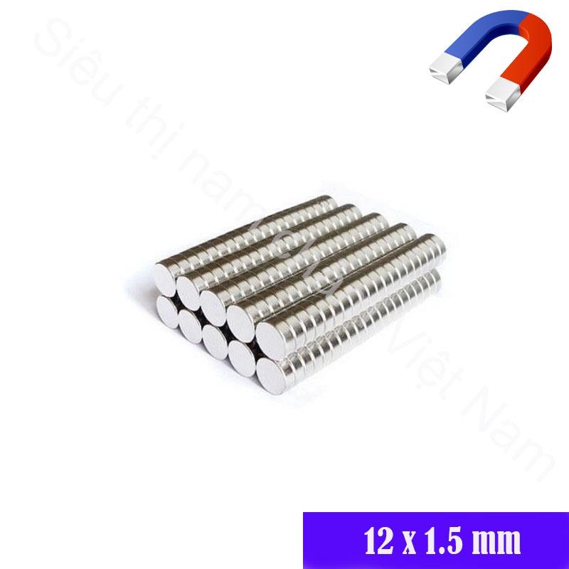 Com bo 10 VIÊN Nam châm đất hiếm 12x1.5mm