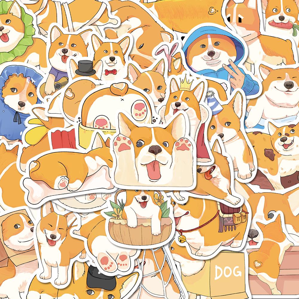 Sticker chó corgi chibi hoạt hình cute trang trí mũ bảo hiểm, guitar, ukulele, điện thoại, sổ tay, laptop-mẫu S89