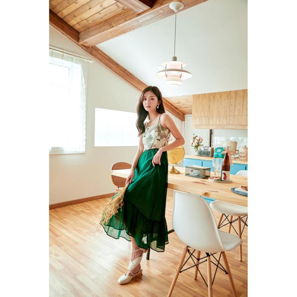 Đầm Xanh Nightingale Thêu Hoa - phong cách Retro