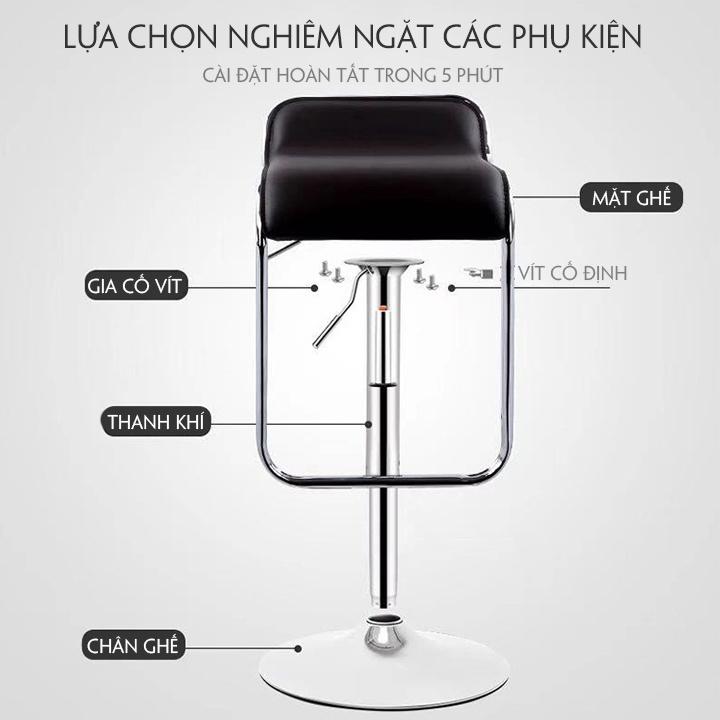 Ghế trang trí góc bếp nhà bạn, Ghế ngồi quầy bar inox sang trọng nâng hạ xoay 360 độ tiện lợi