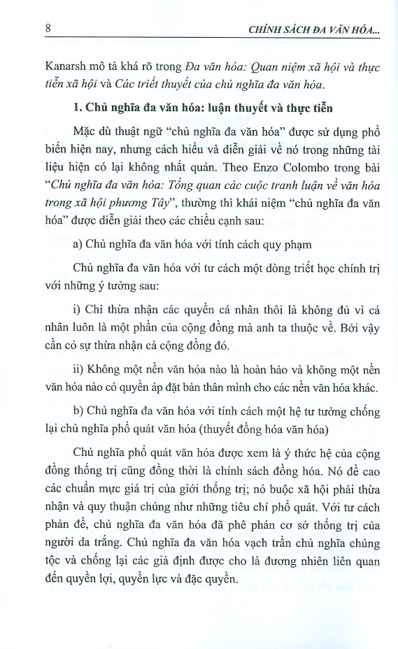 Chính Sách Đa Văn Hóa, Đa Quốc Tịch Và Liên Văn Hóa Trong Bối Cảnh Di Cư Toàn Cầu
