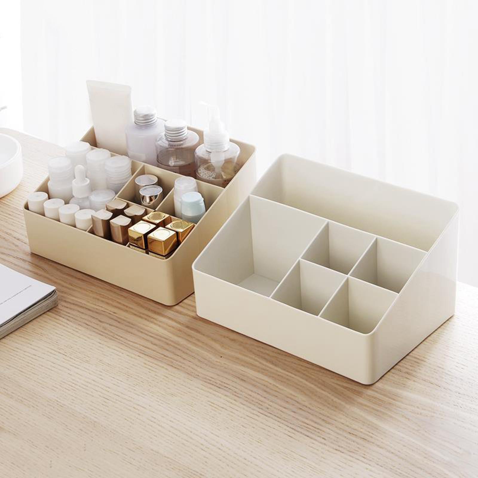 Cosmetic Storage Box Ladder Design Makeup Desk Organizer for Home Brushes White