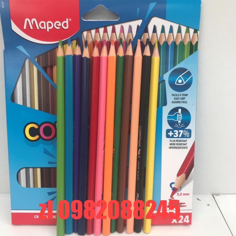 Chì màu Maped không gỗ - 12/24 màu/hộp .