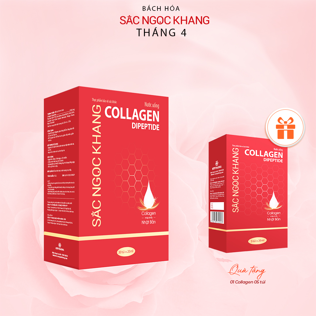 Nước uống đẹp da Collagen Dipeptide 30 túi Sắc Ngọc Khang hấp thụ nhanh và vượt trội giúp trẻ hóa làn da - săn chắc và sáng mịn
