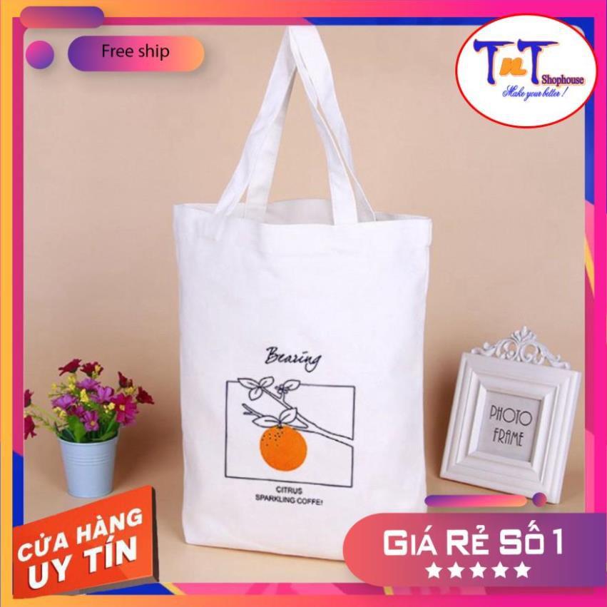 TT10 Túi tote ️ Túi vải Canvas đeo vai phong cách Ulzzang, vải bố form Unisex Vintage