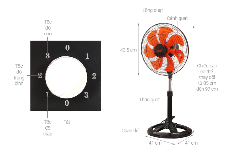 Quạt đứng lỡ Senko LTS1636 ( Màu ngẫu nhiên) - Hàng chính hãng