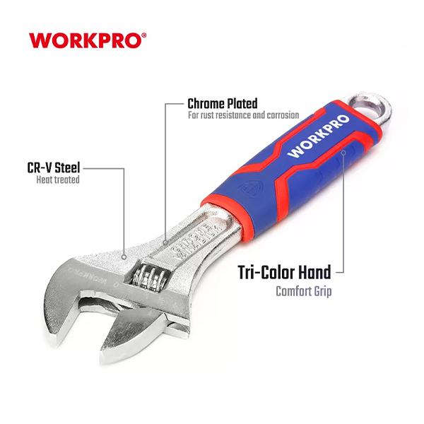 Bộ 3 mỏ lết , thép hợp kim CR-V Workpro WP202515 cán nhựa - Hàng chính hãng