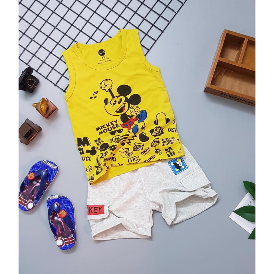 SÉT BỘ THUN BA LỖ CHUỘT MICKEY BÉ TRAI