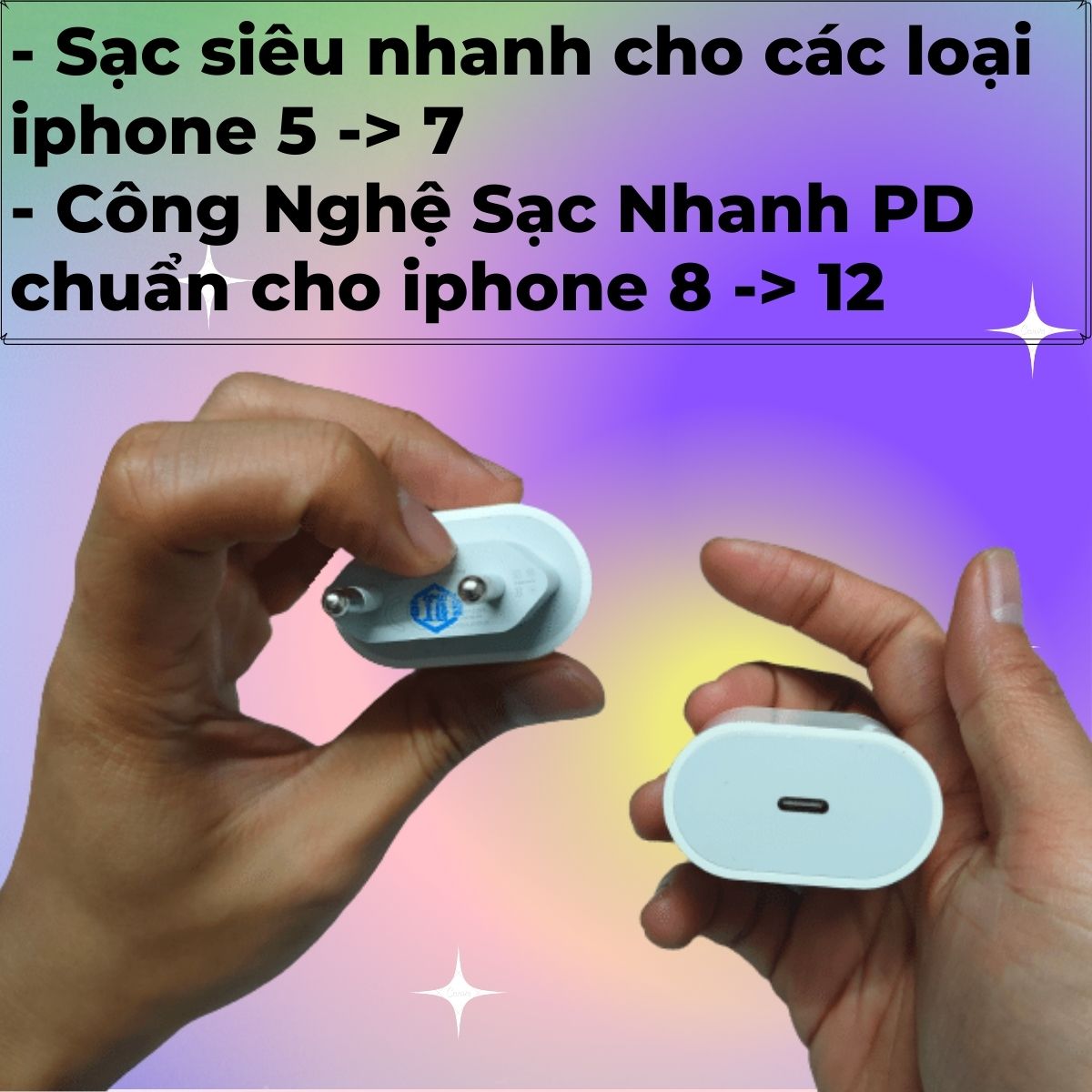 Củ sạc nhanh PD 20w đầu cắm Type-C  cho iphone, ipad – Mã.2