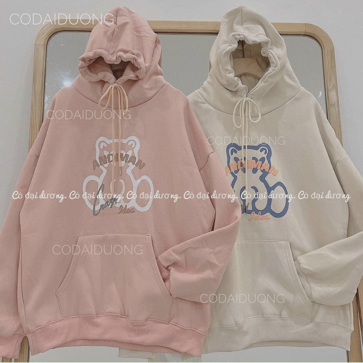 Áo khoác Hoodie Unisex Gấu Hoạt hình In Nổi Cặp Nam Nữ Siêu XinhFREESHIP RẺ ĐẸPForm Rộng Tay Dài