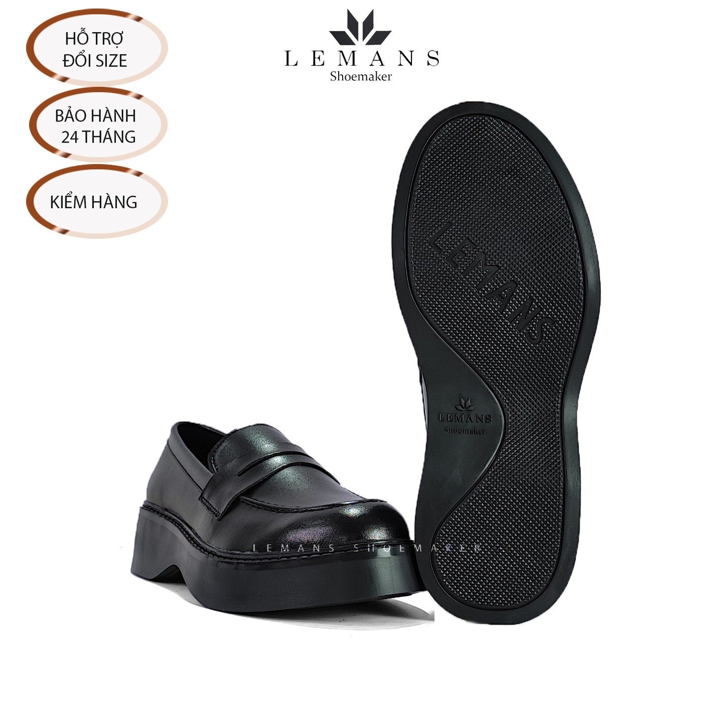 The Breakthrough Chunky PENNY LOAFER Lemans - BST độc quyền, đế cao 6cm Full cao su nguyên khối Da bò nguyên tấm BH 24T