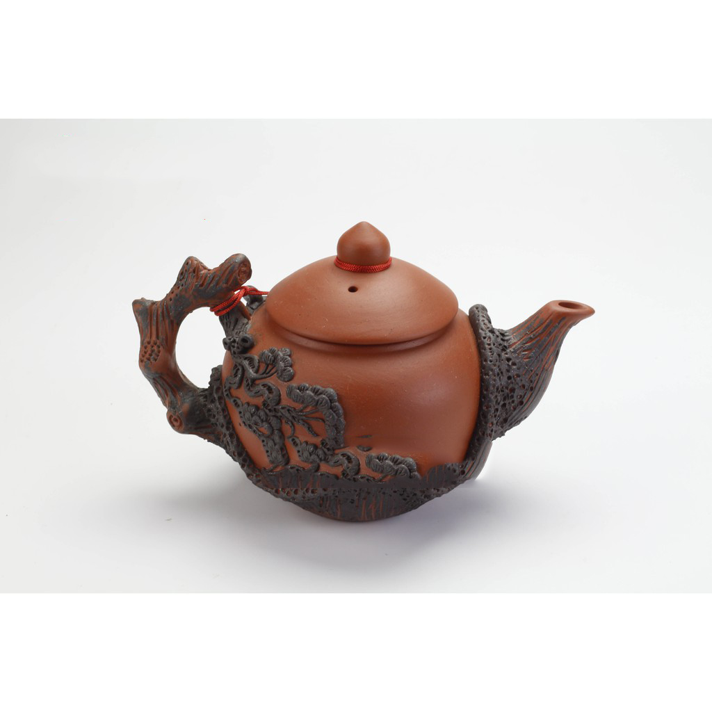 Bộ Ấm Chén Trà Đạo Gốm Tử Sa Bát Tràng Đắp Nổi Hoa Tùng Dáng Thủy Bình Dung Tích 400ml ATSML 04.3