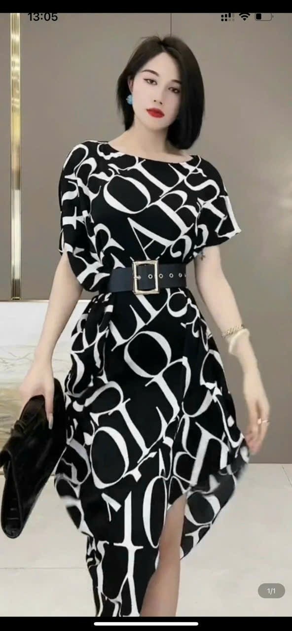 ĐẦM SUÔNG LỤA HỌA TIẾT KÈM BEFT