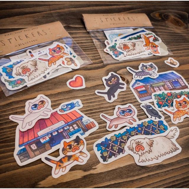 Bộ 15 miếng dán sticker hình mèo Pippi Jump Paw Pals | Hình dán trang trí l Zip A1