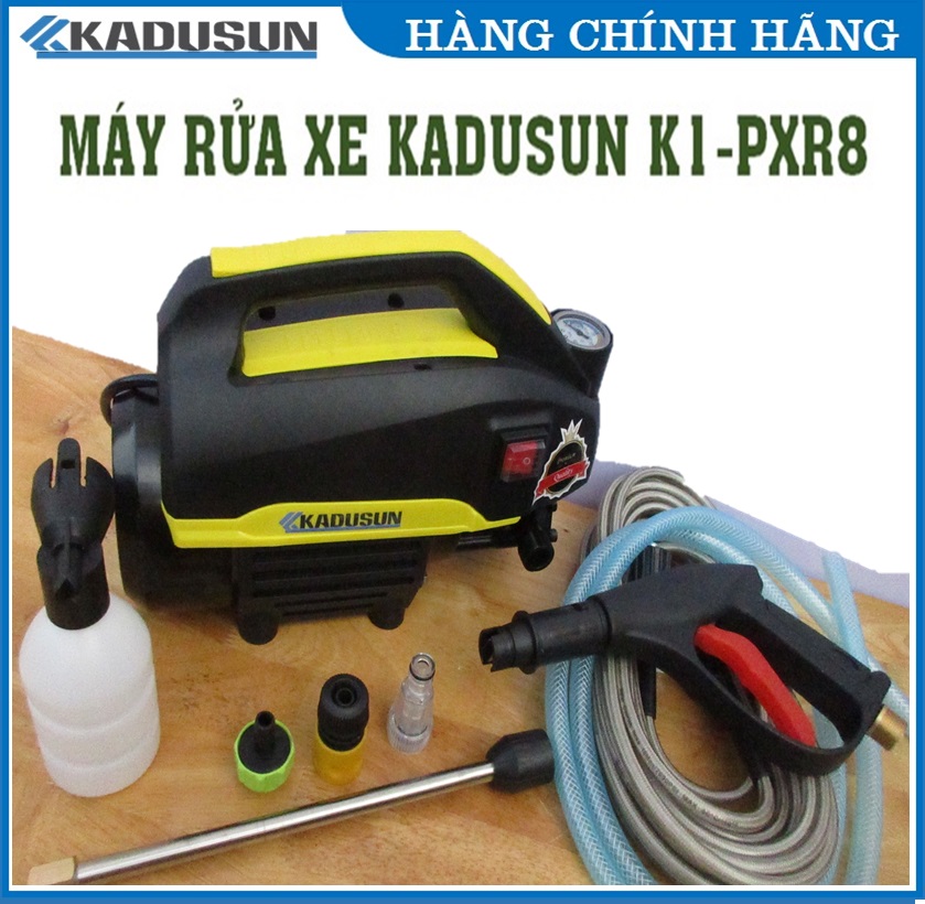 Máy rửa xe máy phun xịt rửa áp lực cao mô tơ cảm ứng từ tự hút nước thông minh Hàng chính hãng Máy rửa xe Kadusun K1-PXR8