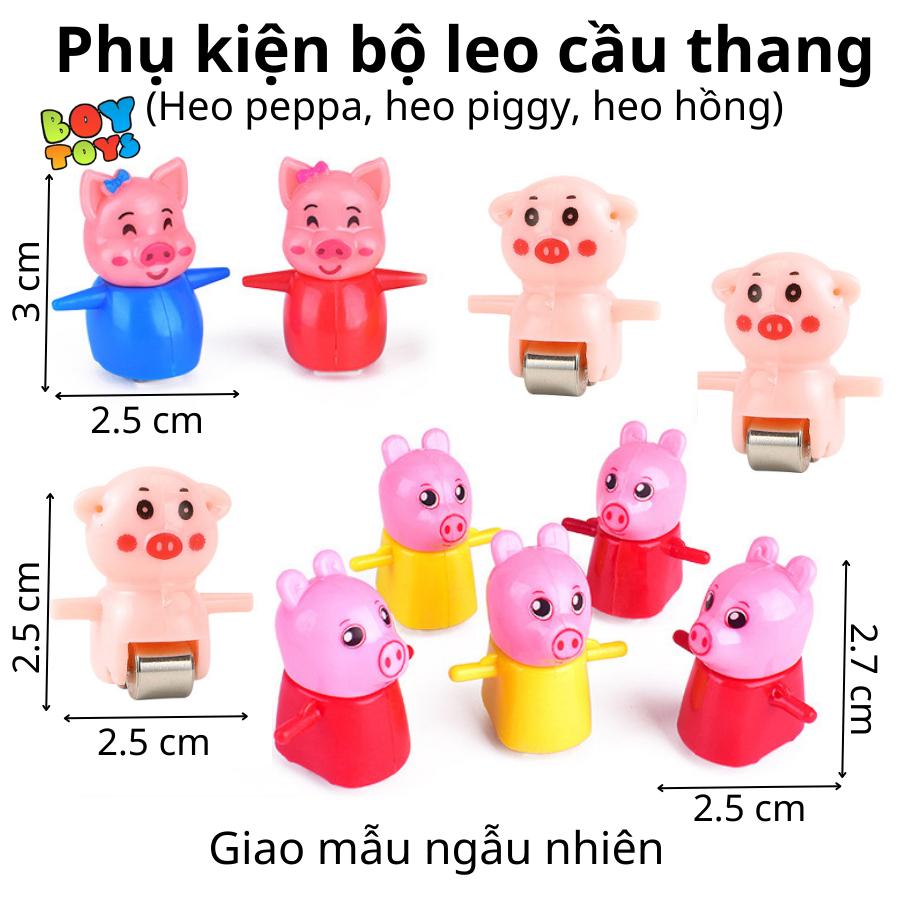 Đồ chơi heo hồng leo cầu thang có bộ 3 heo và 10 heo, có nhạc và đèn kèm pin