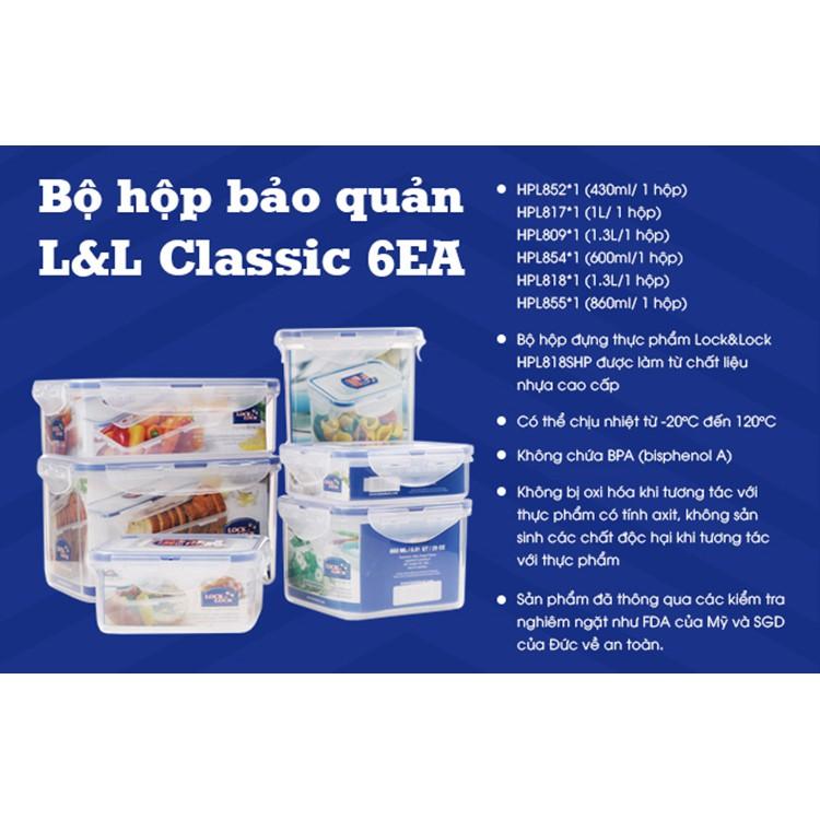 Bộ 6 hộp nhựa bảo quản thực phẩm Lock&Lock Classic kín hơi và an toàn thực phẩm