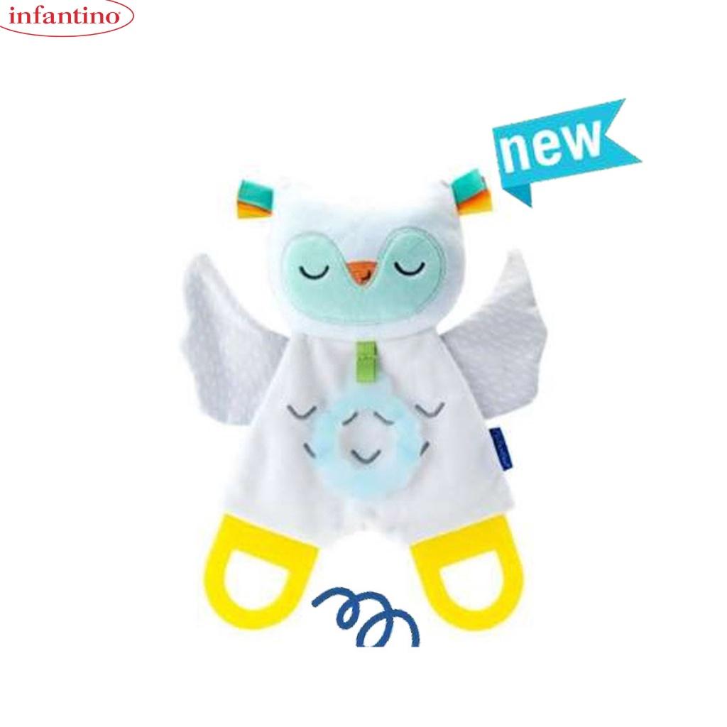 Đồ Chơi Vải Kiêm Gặm Nướu Hình Chú Cú Phát Sáng INFANTINO Glow In The Dark Cuddle &amp; Teether Owl Dành Cho Bé