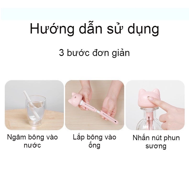 [MẪU MỚI 2020]  Máy Phun Sương Tạo Ẩm Xông Tinh Dầu Mini Đa năng Hình Mèo - Cắm Cốc, Xe Hơi Di Động - Giao màu ngẫu nhiên