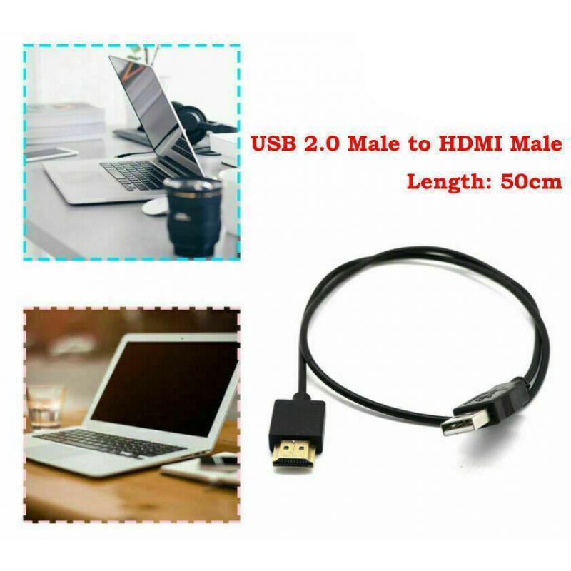 USB To Video Cable Adapter Converter For PC Laptop HDTV LCD TV 50cm