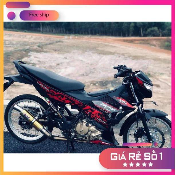 Tem rời Satria đỏ đen tem 3 lớp ko bay màu bảo hành màu sắc vĩnh viễn