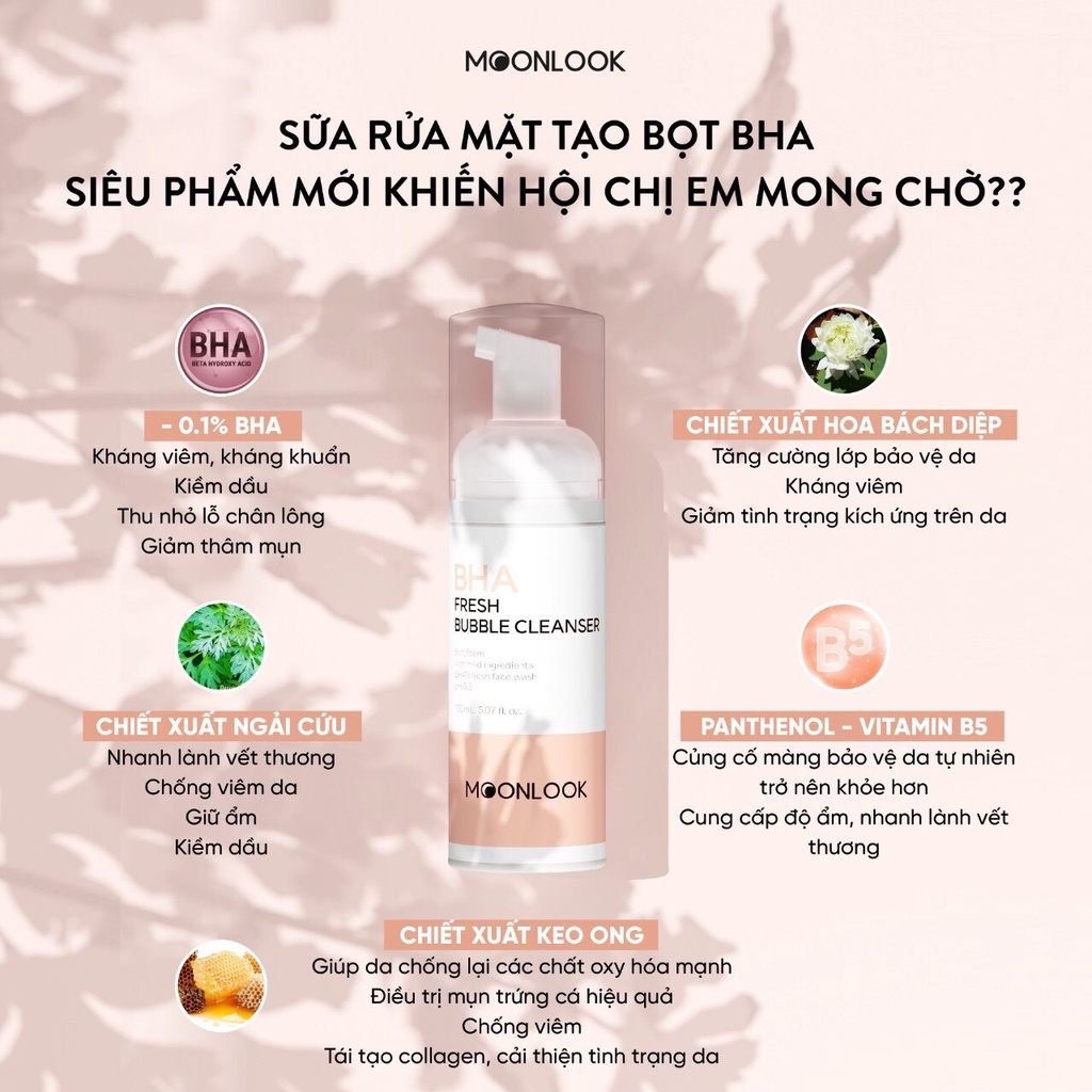 Sữa rửa mặt tạo bọt BHA MoonLook 150ml