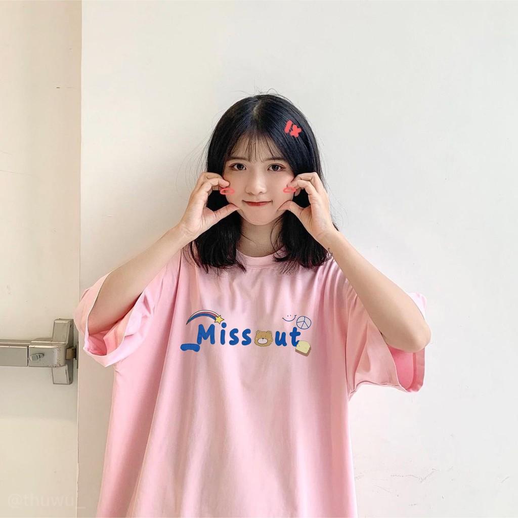 Áo thun tay lỡ MISSOUT GẤU phông Unisex nam nữ tee oversize form rộng pull Ulzzang Streetwear Hàn Quốc vải mềm