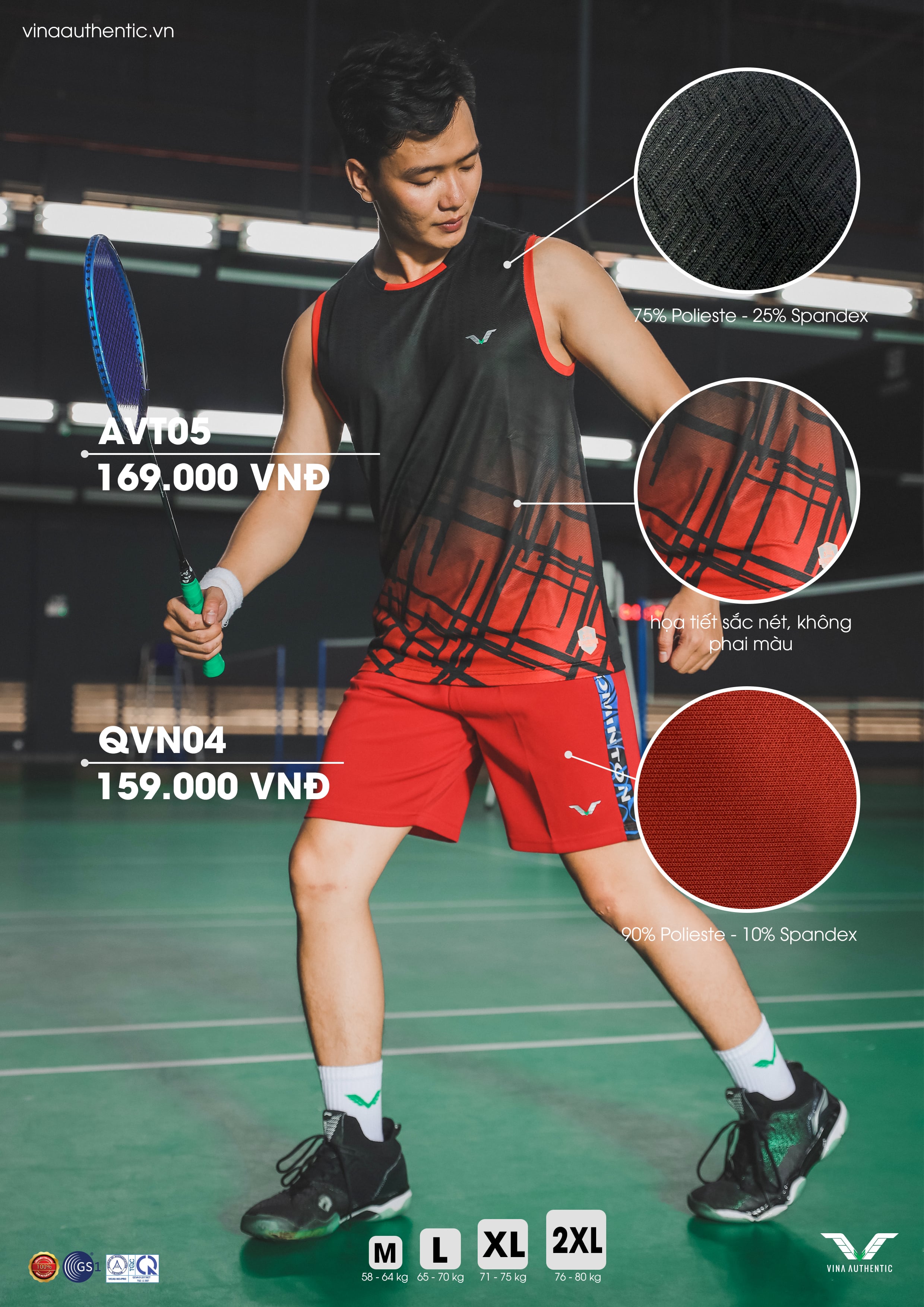 Set bộ thể thao cầu lông nam NEW05 cao cấp, chất lượng, chuẩn form