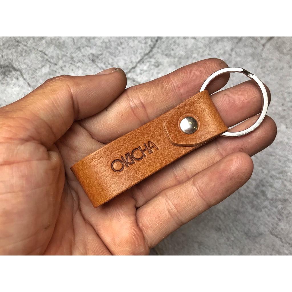 Móc khóa da bò - Móc bằng thép chống gỉ - Màu sắc ngẫu nhiên