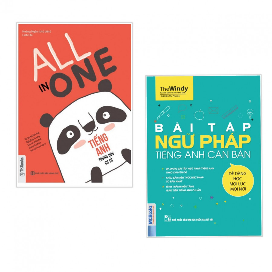 Combo Sách Học Tiếng Anh Cho Học Sinh Trung Học: Bài Tập Ngữ Pháp Tiếng Anh Căn Bản + All In One - Tiếng Anh Trung Học Cơ Sở (tặng kèm postcard green life)