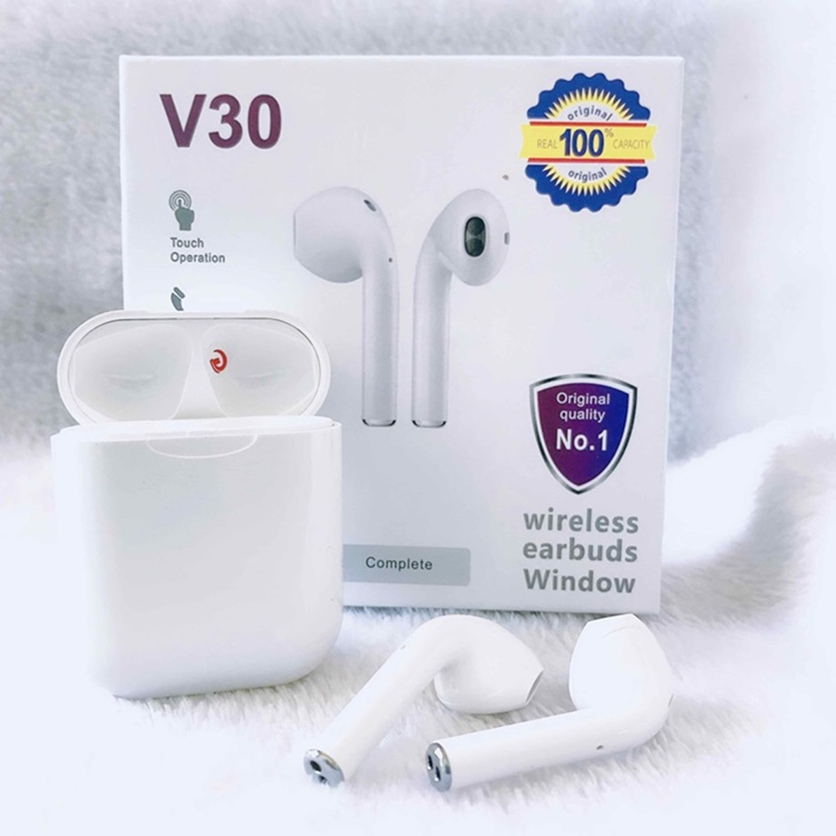 Tai nghe Bluetooth 5.0 cao cấp V30 - Hỗ trợ sạc không dây, Thiết kế thời thượng, nhỏ gọn - Đeo thoải mái, không đau tai - Chất âm tốt, âm thanh rõ, Âm thanh lớn - bass ấm, chiếc tai nghe đáng sở hữu