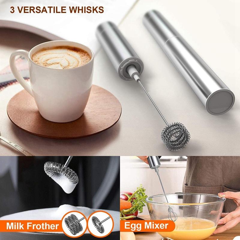 Bọt Sữa Cầm Tay 3 Lớp Của Máy Đánh Trứng Chạy Pin Điện Máy Tạo Bọt Cà Phê, Latte, sô Cô La Nóng