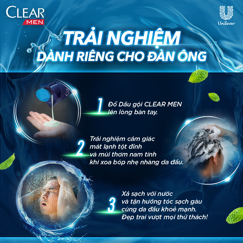 Dầu Gội Đầu Clear Men Deep Cleanse Than Hoạt Tính Đánh Bay Gàu, Ngứa Và Vi Khuẩn Dưỡng Tóc Khỏi Khói Bụi 900G