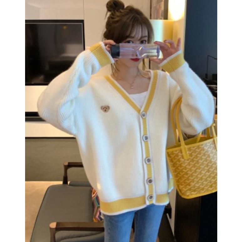 Áo khoác cardigan dệt kim tay dài dáng rộng thời trang dành cho nữ