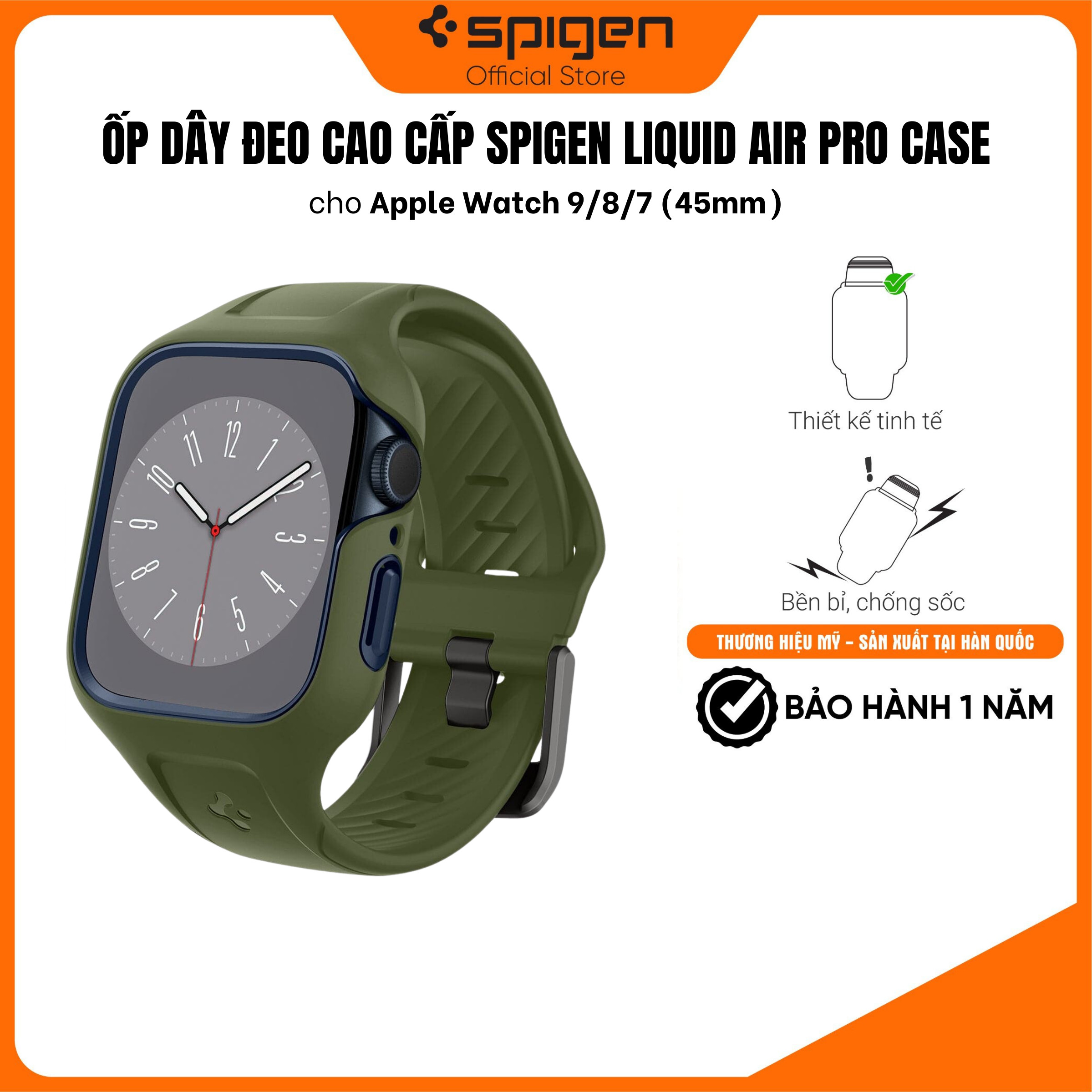 Dây Đeo Spigen Liquid Air Pro cho Apple Watch Series (45mm) – Thiết kế năng động,phong cách và thoải mái tuyệt vời, hàng chính hãng