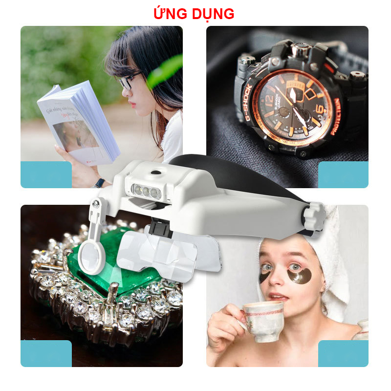 Kính Lúp Đeo Đầu Có Đèn Phóng Đại Sữa Chữa Điện Tử, Kính Lúp Phiên Bản V6 Tiện Lợi 3 Thấu Kính Phóng Đại