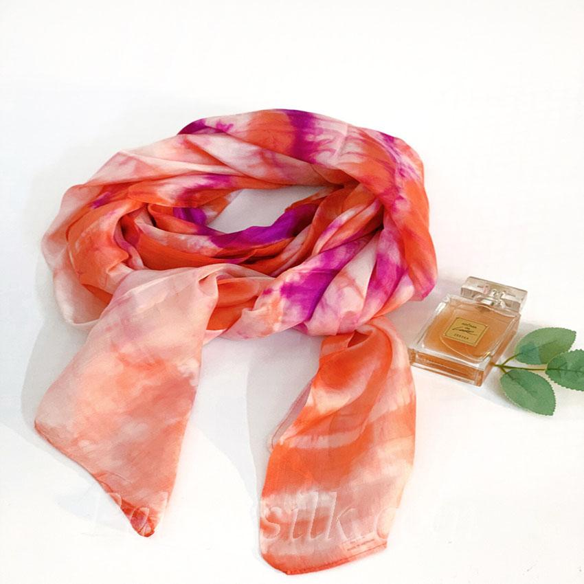 Khăn Lụa Tơ Tằm Palacesilk màu hồng cam #mềm mượt#nhẹ#thoáng, 100% silk, kích thước 180*85cm