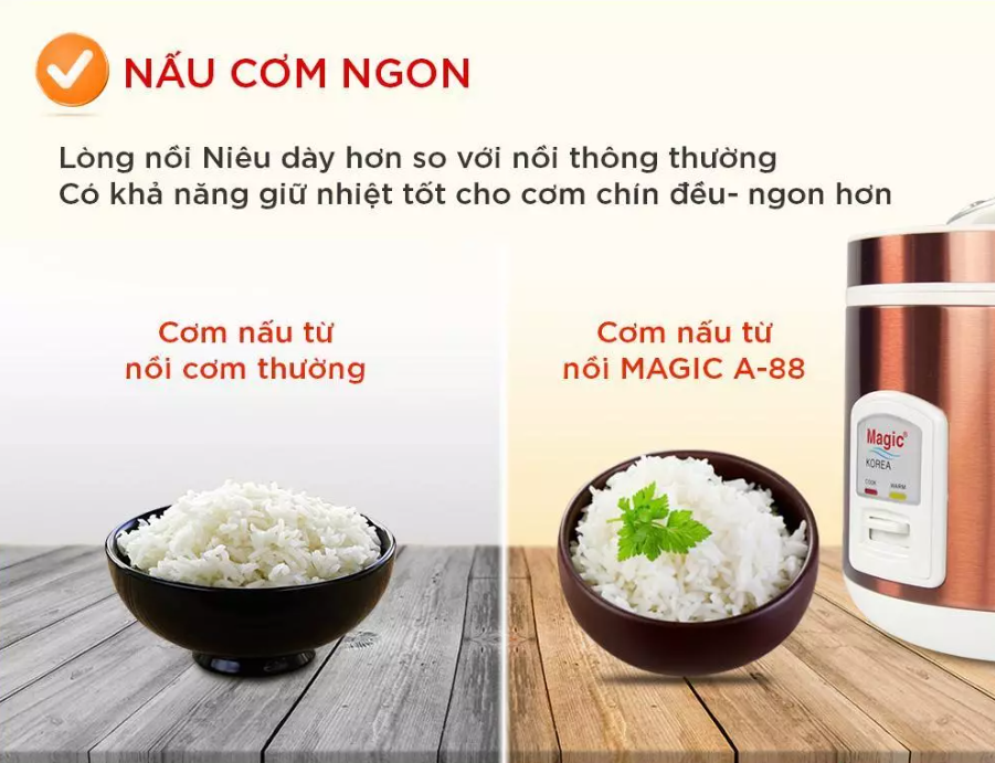 Nồi Cơm Điện Lòng Niêu MAGIC KOREA A-88 Đa Năng Dung Tích 2L Công Suất 650W - Hàng Chính Hãng