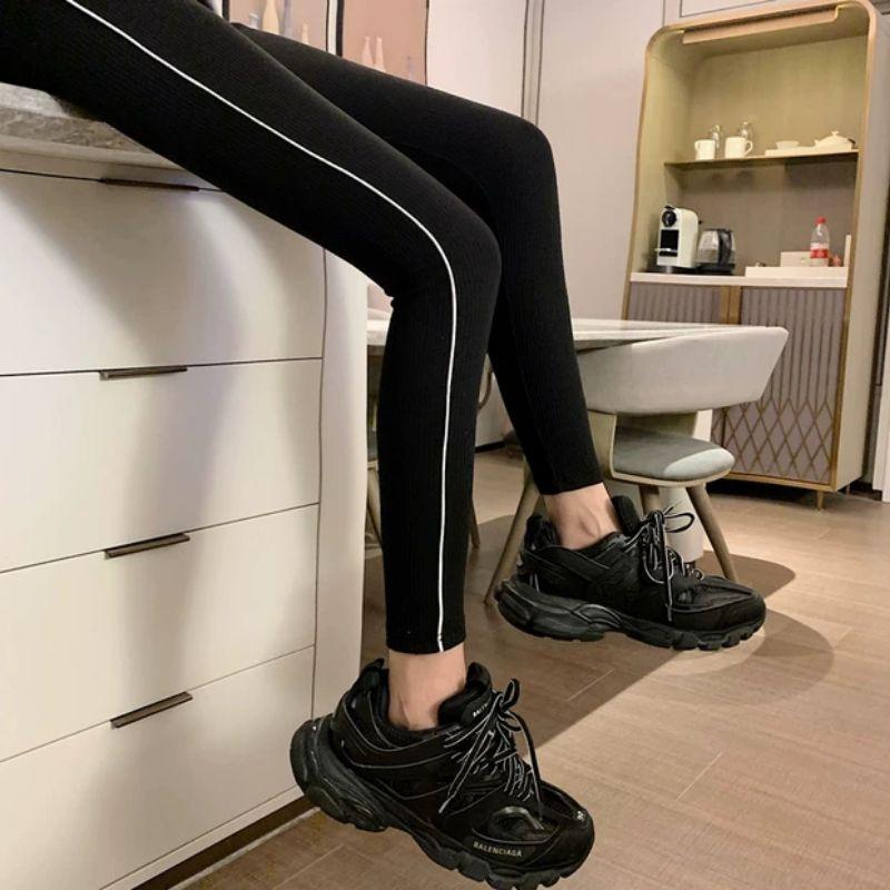 Quần legging len gân Quảng Châu dài đen thu đông