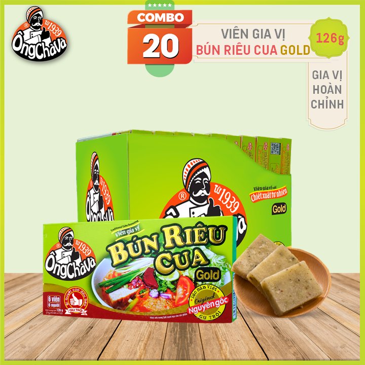 Lốc 20 Hộp Viên Gia Vị Bún Riêu Cua Ông Chà Và 126g (Crab Chowder Rice Noodle Soup Cubes)