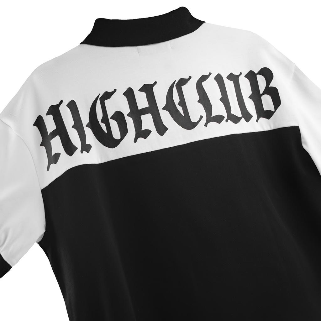 Áo POLO GOTHIC Tay Lỡ Unisex Nam/Nữ Màu Đen Phối Trắng Cổ Bẻ - HIGHCLUB