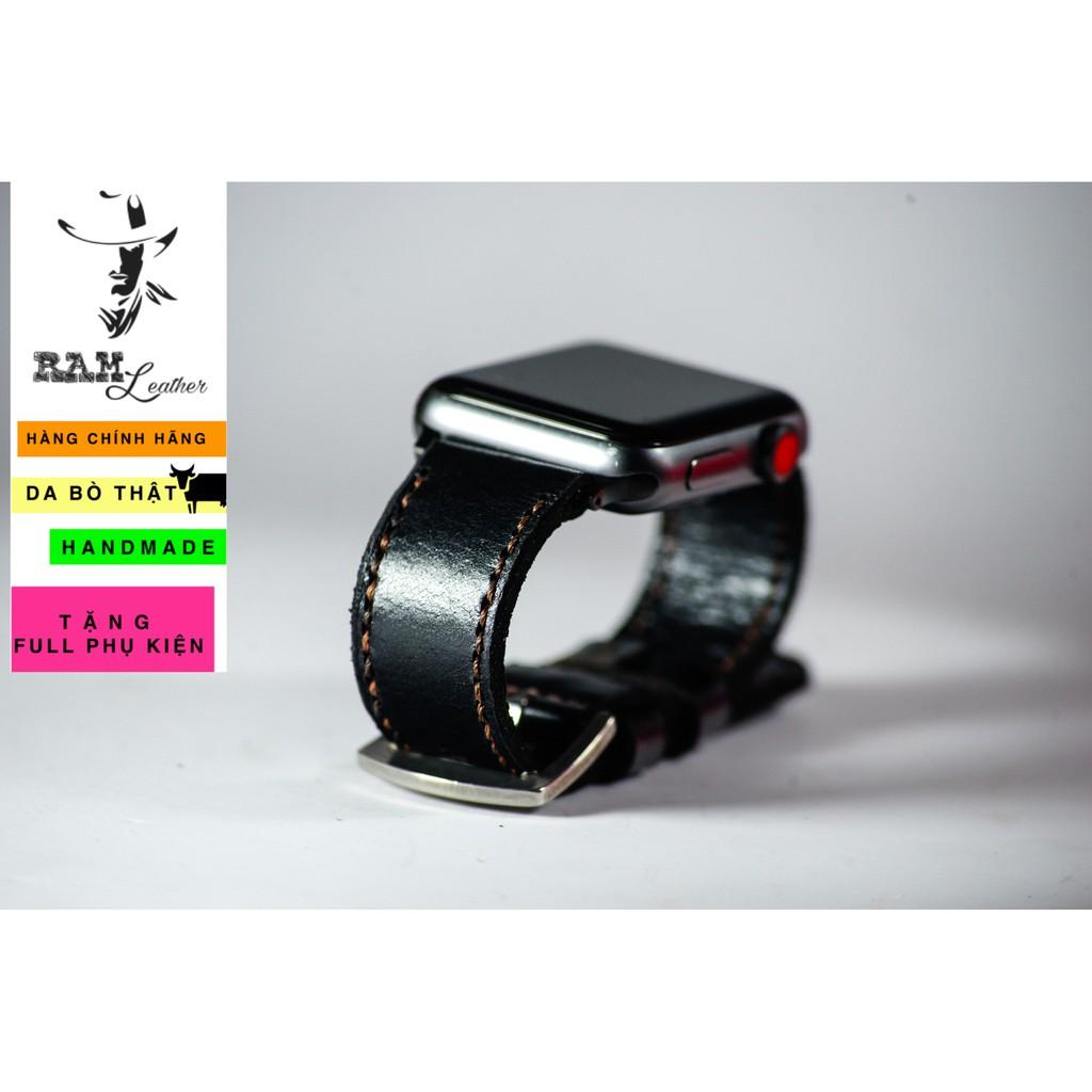 Dây đồng hồ RAM Leather cho apple watch da bò đen - RAM classic black