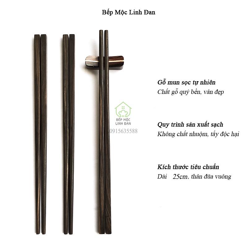 Đũa gỗ Mun Sọc tự nhiên để mộc siêu sạch