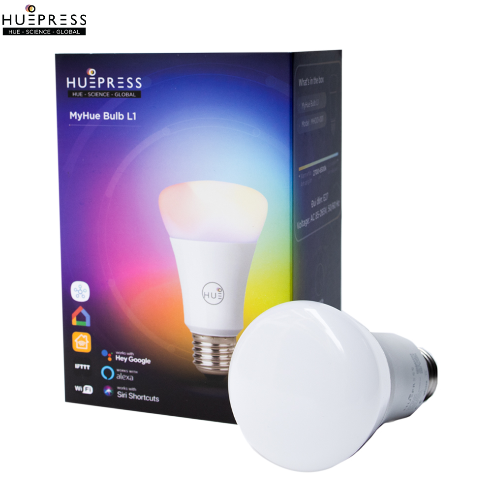 Đèn led thông minh HUEPRESS myHue Bulb L1 cao cấp WIFI 16 triệu màu RGBCW 9W - Điều khiển bằng app