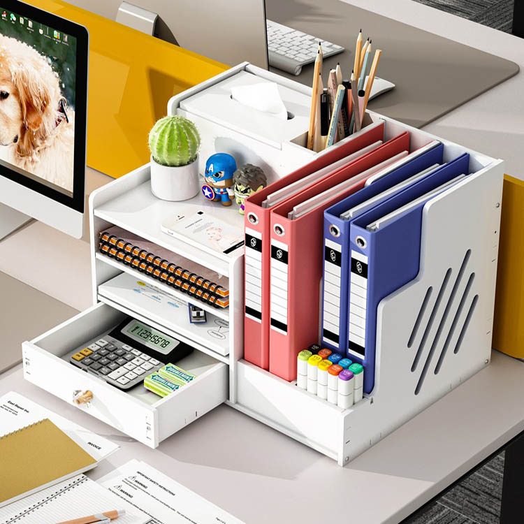 Kệ đựng hồ sơ NHIỀU NGĂN khay để tài liệu dụng cụ văn phòng trang trí bàn làm việc KX21 bằng ván PVC màu trắng phong cách hiện đại sang trọng