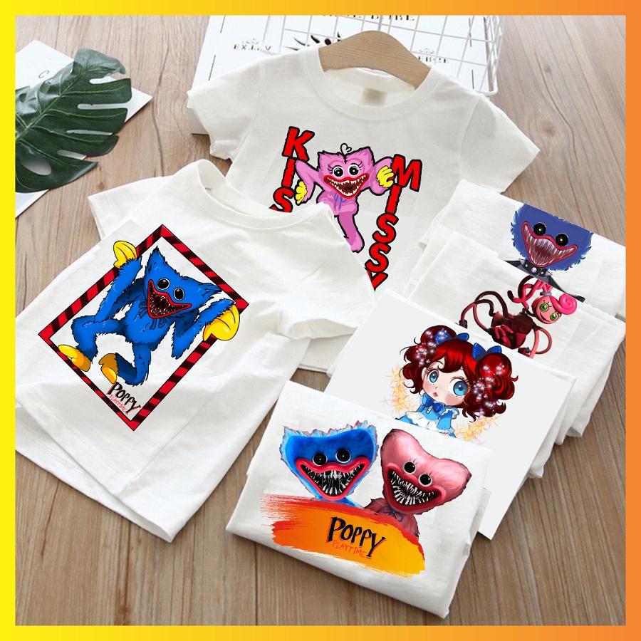 Áo thun Huggy Wuggy TShirt Poppy Playtime áo phông gia đình cặp đôi màu trắng có size cho bé trai bé gái