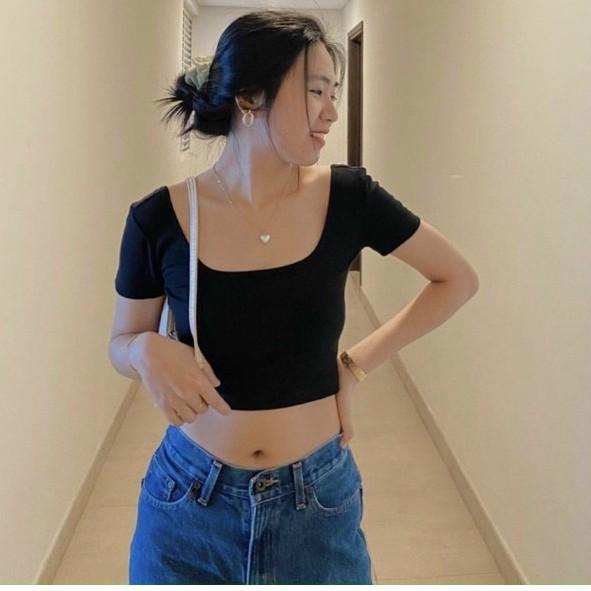 Áo croptop cổ U nơ sau cực xinh sịnÁo croptop hở lưng, khoe lưng tôn dáng